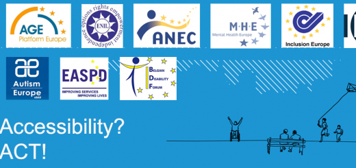 Logo of the demonstration for a strong accessibility act with logos of all participating organisations